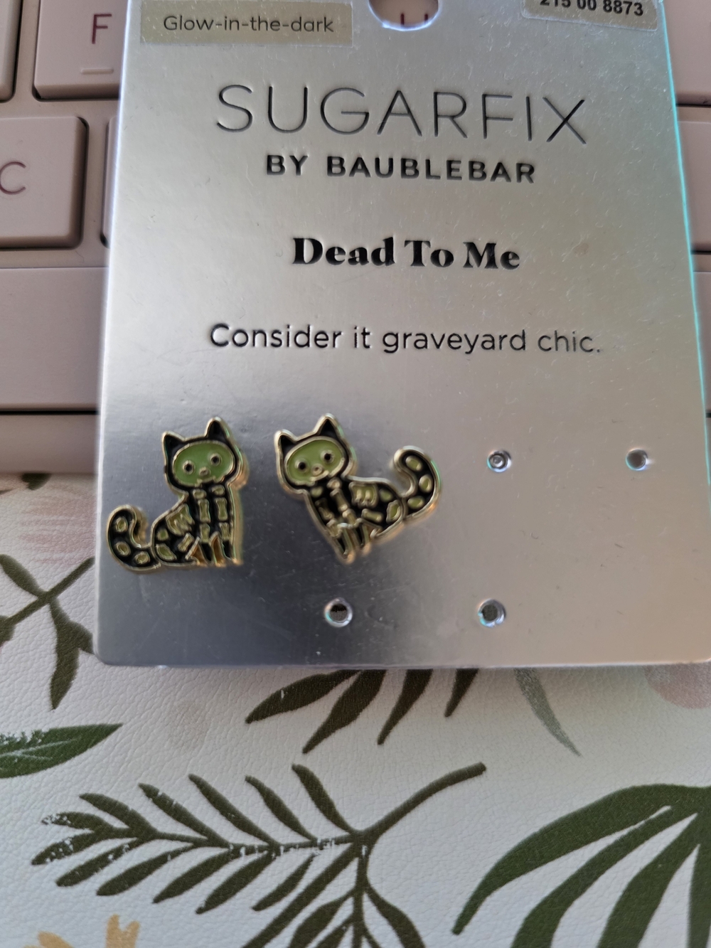 Sugarfix by BaubleBar Dead To Me Glow-in-the-Dark Green Cat Stud Earrings